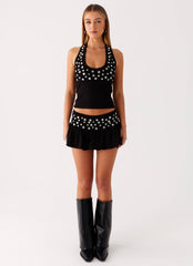 Vegas Nights Halter Neck Top - Black